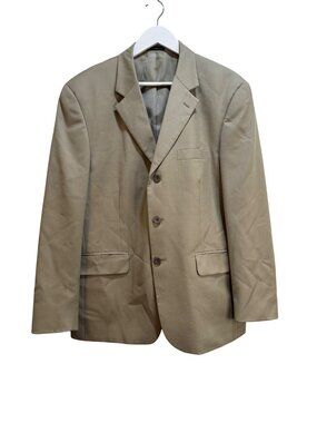 Korea Made 100% Wool Blazer Sport Coat 3 Button Elevated Preppy Tan Sz 40